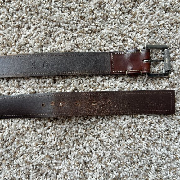 Vintage Coach Distressed Brown Leather Contrast Stitching Mens Belt 42" - Picture 6 of 15